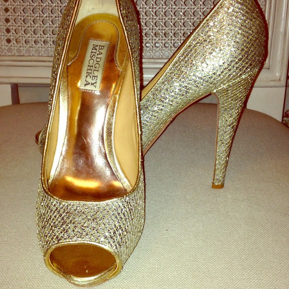 Badgley Mischka Super Sparkly Silver / Gold Heels