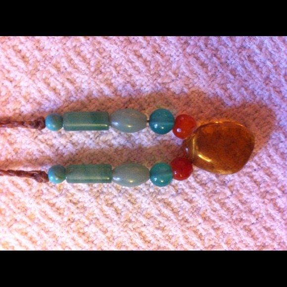 Amber Pensantw/jade, amber, turquoise Beads - Picture 1 of 4