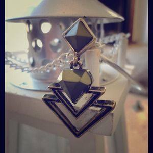 Green, triangles earrings