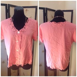 👚Pink lace button top👚