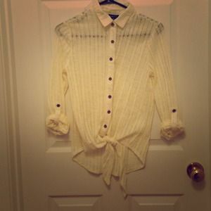 Creamy See-Through Blouse