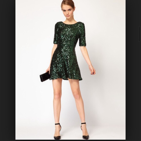 French connection green sequin dress top