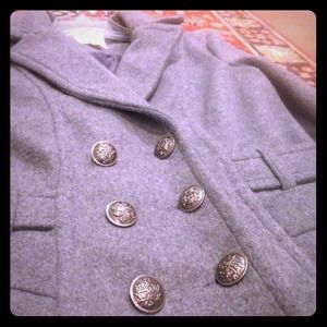 Heathered Grey Forever 21 Double Breasted Peacoat