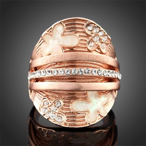 18k rose GP clear Austrian Crystals floral print!!