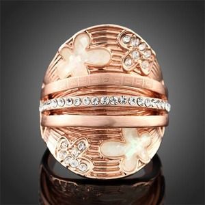 18k rose GP clear Austrian Crystals floral print!!