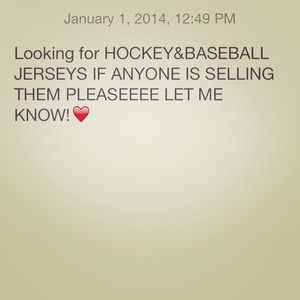 Looking for hockey and baseball jerseys !❤️