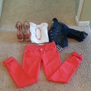 SOLD!! Hot Coral Levi Jeans/Capris