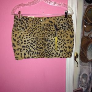 Cheetah denim mini skirt!