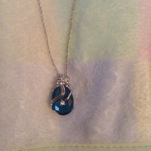 Blue Topaz Diamond Necklace