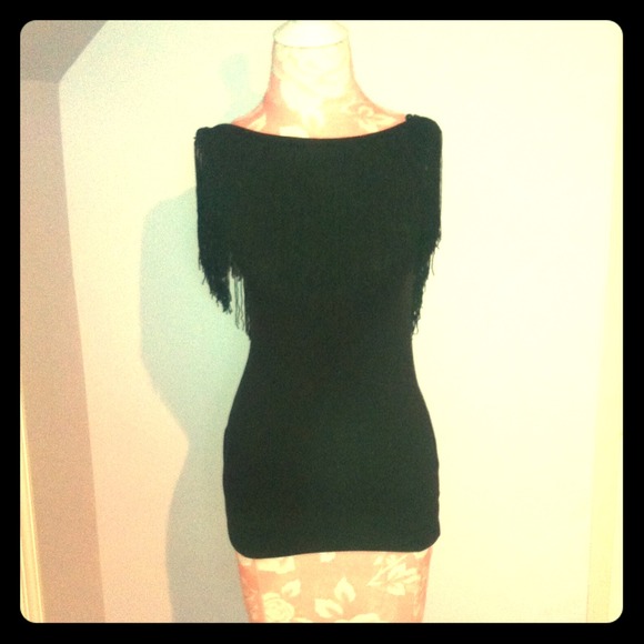 Black fringe top