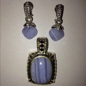 Judith Ripka earrings and enhancer pendant.