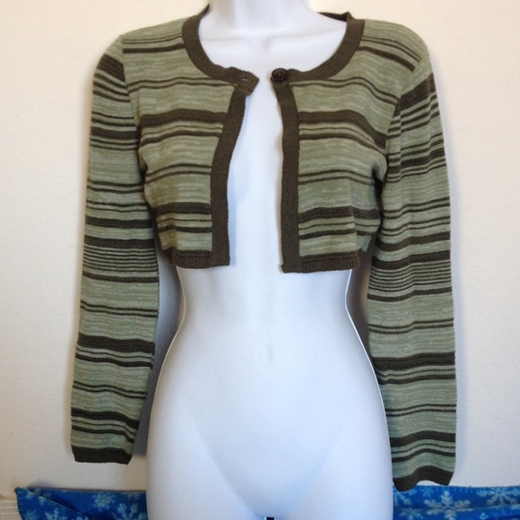 Green striped cardigan