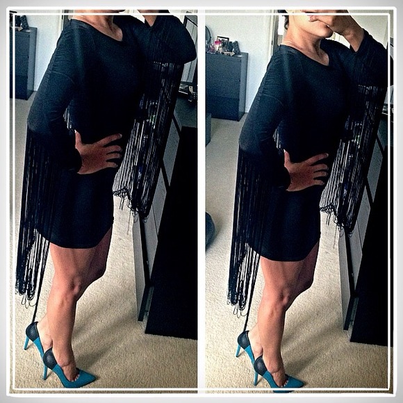 FINAL SALE♥️Black fringe dress - Picture 3 of 4