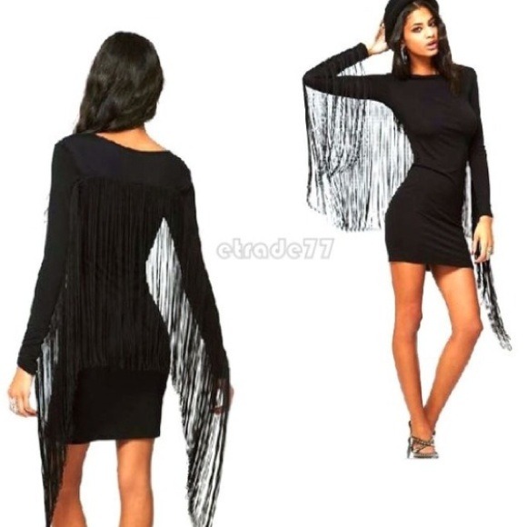 Dresses & Skirts - FINAL SALE♥️Black fringe dress