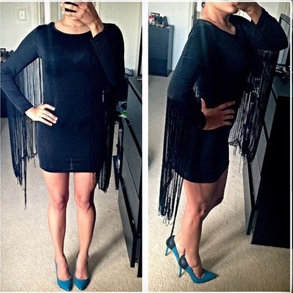 FINAL SALE♥️Black fringe dress - Picture 4 of 4