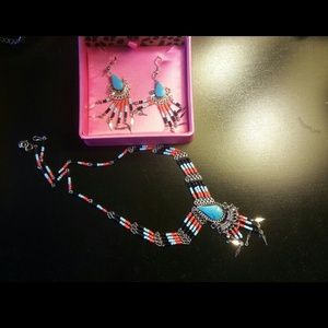 Indian beaded earrings and necklace set