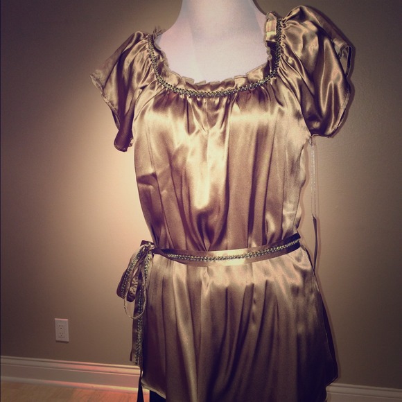 Camel color 100% silk top