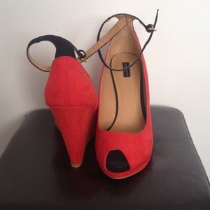 Zara wedged heels with ankle strap.