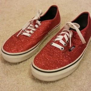 Red Glitter Vans! Mens size 7.5 women's size 9