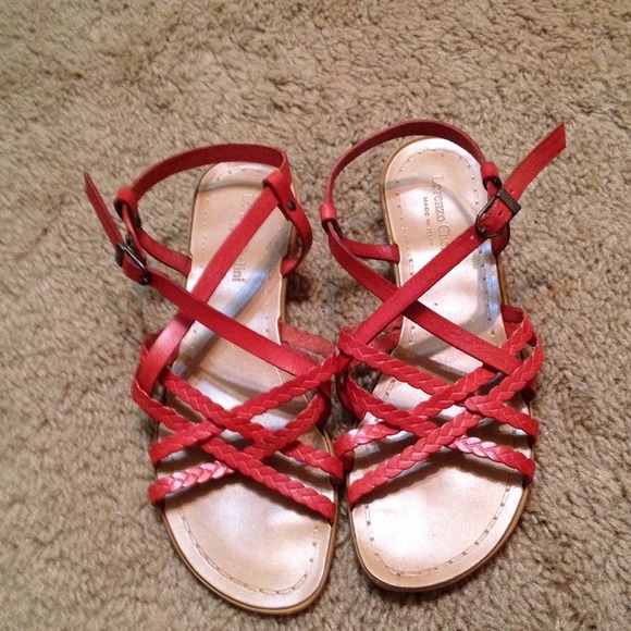Lorenzo Chelini dark coral leather gladiator