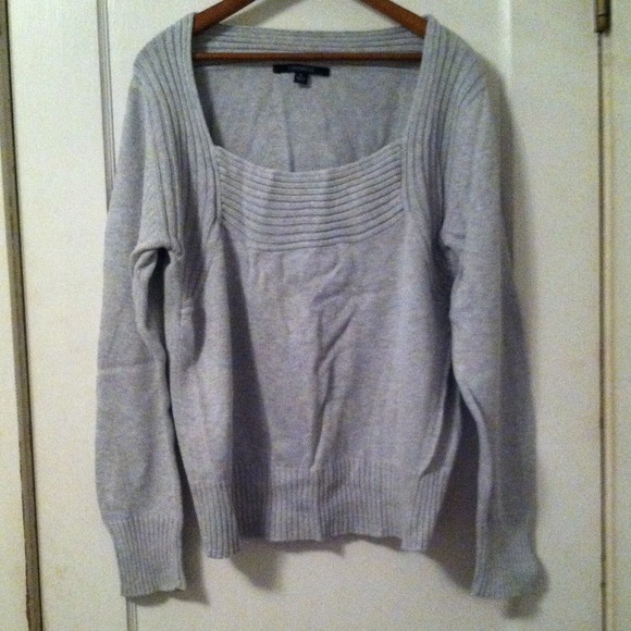 *SOLD* Heather Gray Square Neck Ribbed Sweater