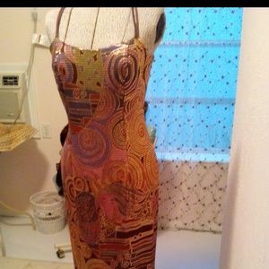 Long gold mesh dress from Italy Size Medium