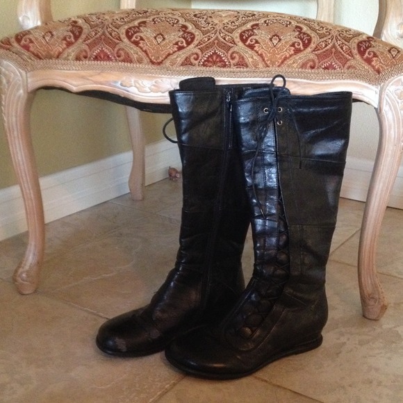 Black High Lace up Boots