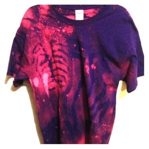 Handmade Purple Bleached Ribs Dyed T Shirt