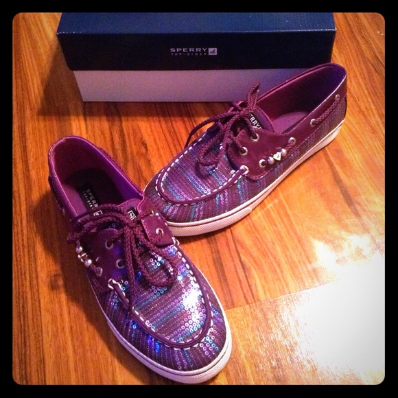 Sperry Shoes - NIB Gorgeous Plum Sequin Sperry Top-Siders