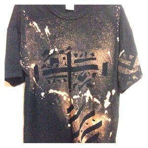 Handmade Black Bleached Dyed T Shirt