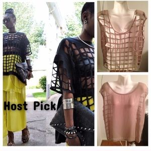 Cage Back Sheer Top SZ L NWT! Cage Back Sheer Top SZ L NWT!