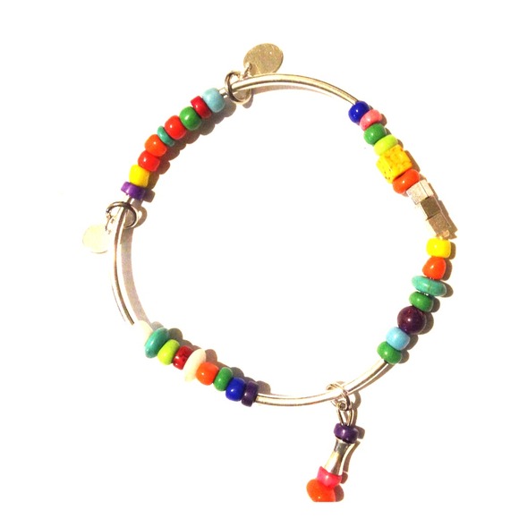 Rainbow Bright Colorful Silver Charm Bracelet