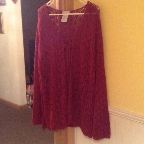 Red crocheted sweater/cardigan