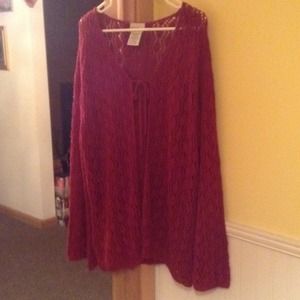 Red crocheted sweater/cardigan