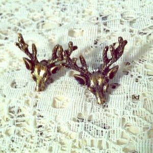 Brass Deer Antler Earrings - NWOT