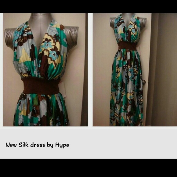 HYPE silk halter maxi dress