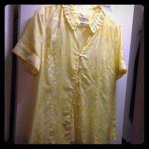 Yellow and white silk blouse