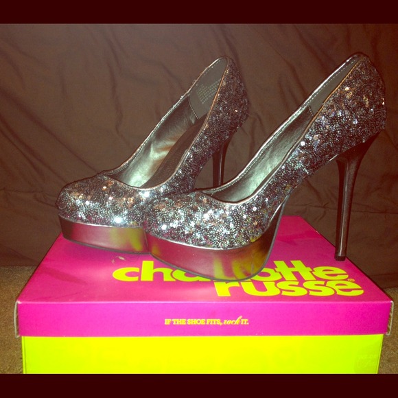 Silver Sequin Platforms