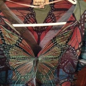 Multicolored butterfly top