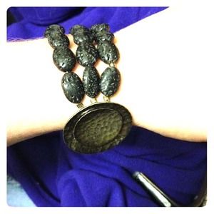 Black lava rock and sterling Silpada bracelet