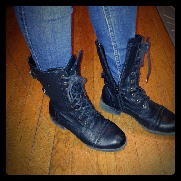 Black combat boots