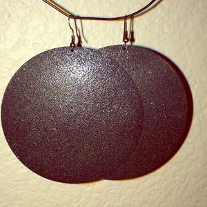 Black, sparkly circular earrings