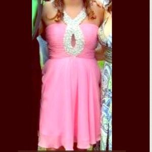 Pink short prom dress