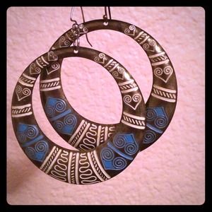 Tribal print hoop earrings