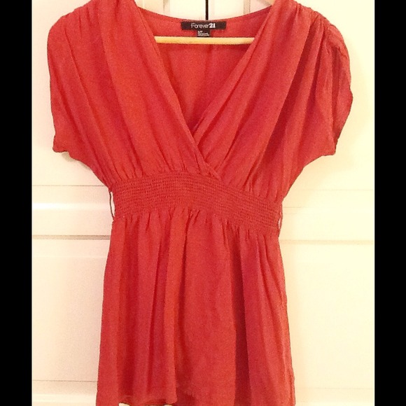 Deep Orange V Neck Top