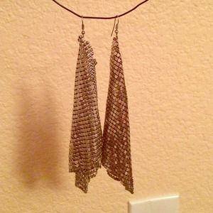 Silver chain mail earrings