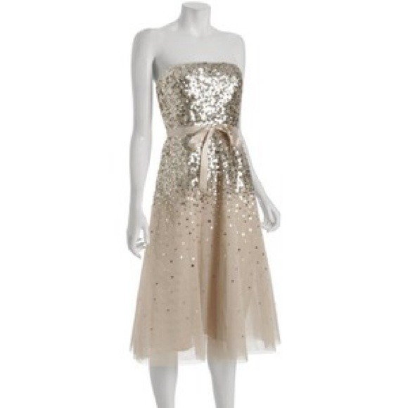 SOLD NWT BCBG Gold sequin dress