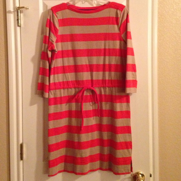 Merona orange & khaki stripe dress