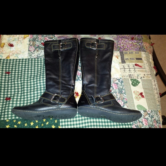 Black leather boots
