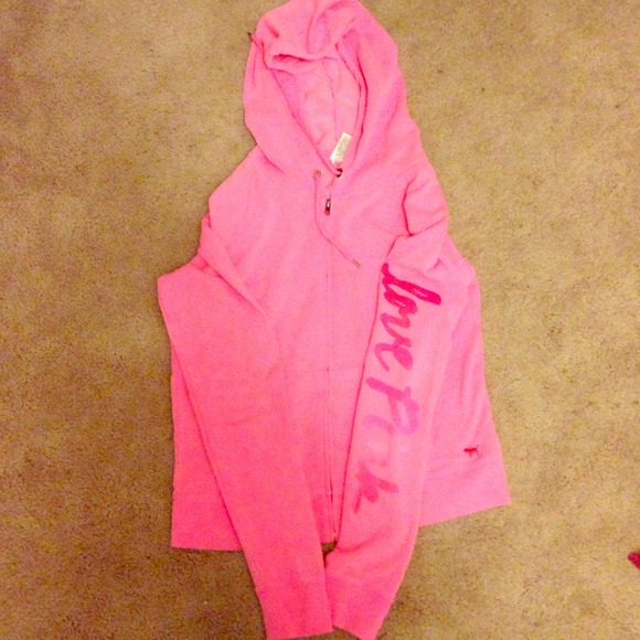 VS PINK zip up hoodie in pink
